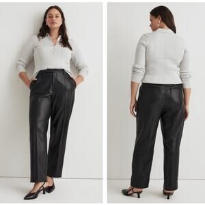 MADEWELL x AIMEE SONG Slim Tapered Pants in Faux Leather Black Sz 6 $158 {3U18}